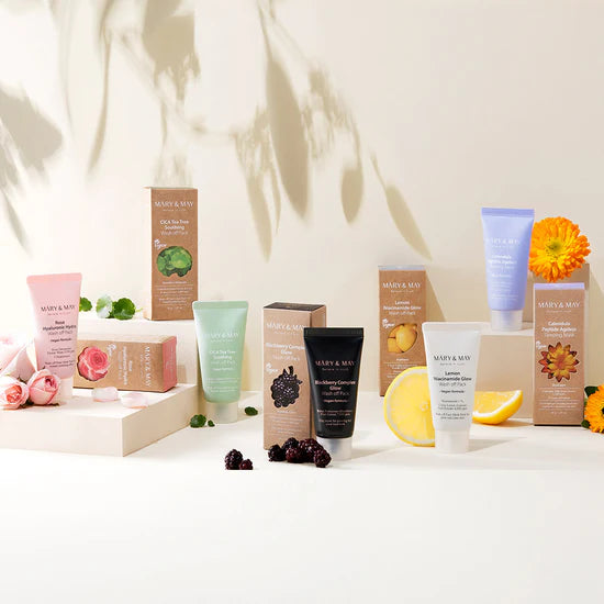 MARY & MAY - VEGAN WASH OFF MASK MINI GIFT SET 5 PCS (Coffret découverte de 5 masques)