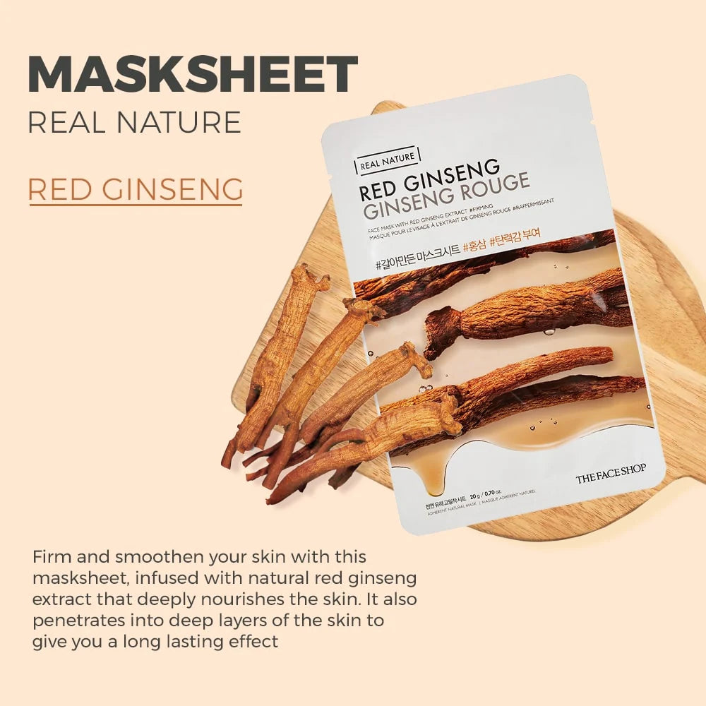 THE FACE SHOP - REAL NATURE FACE MASK WITH RED GINSENG EXTRACT