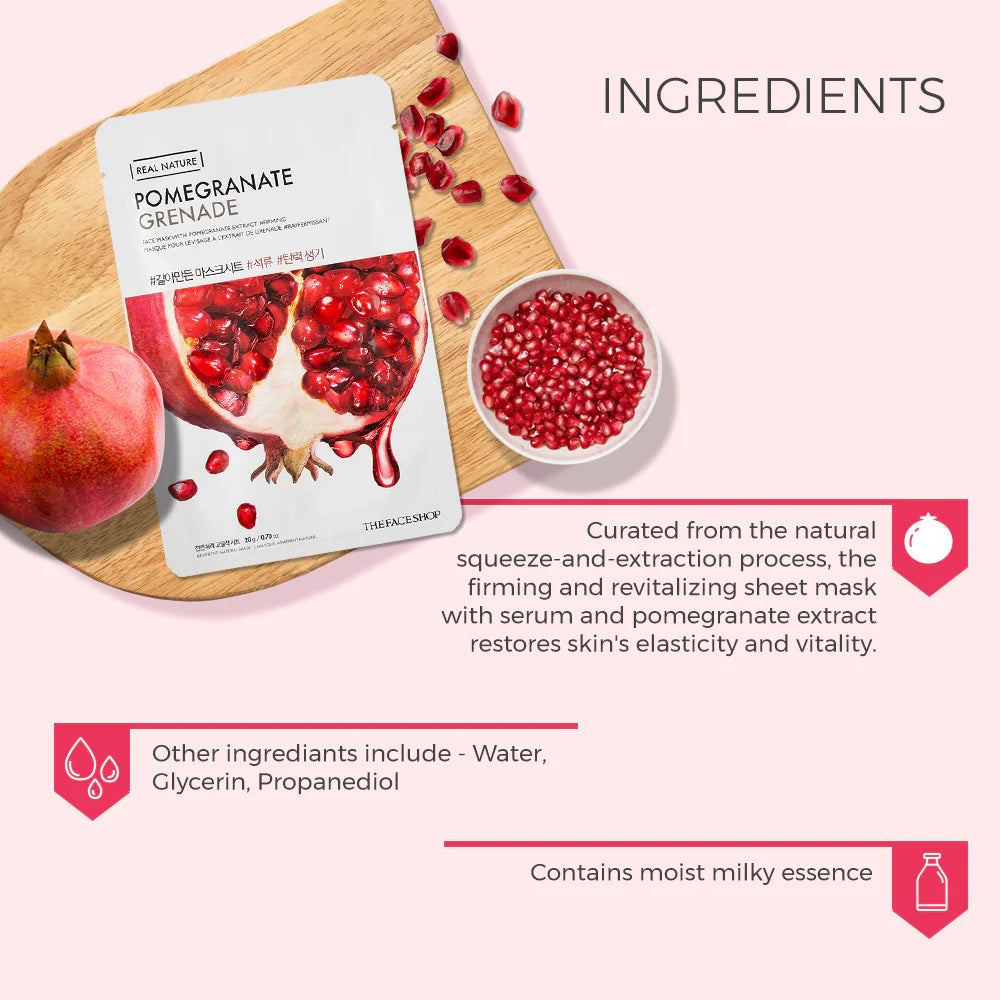 THE FACE SHOP - REAL NATURE FACE MASK WITH POMEGRANATE EXTRACT