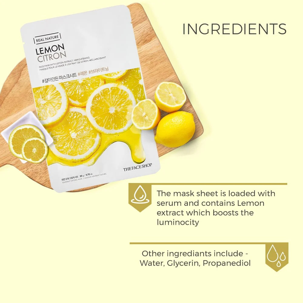THE FACE SHOP - REAL NATURE FACE MASK WITH LEMON EXTRACT