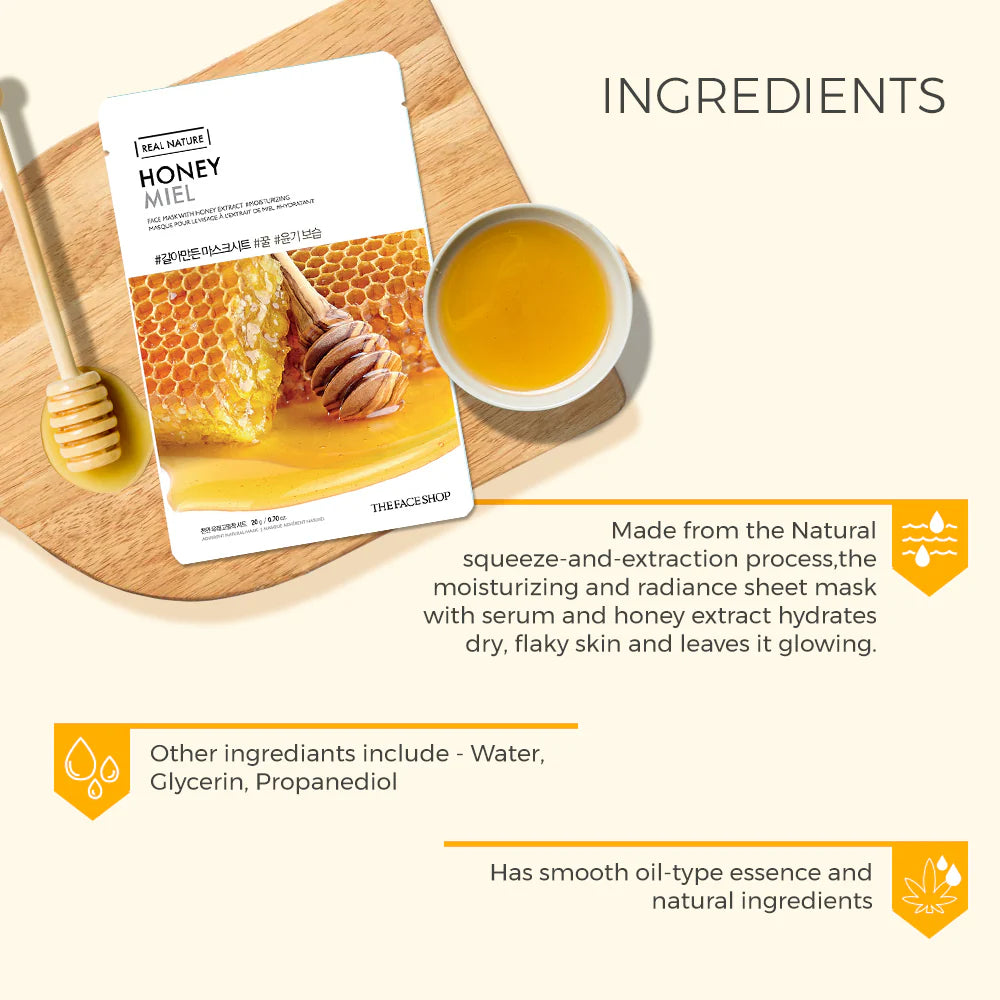 THE FACE SHOP - REAL NATURE FACE MASK WITH HONEY EXTRACT