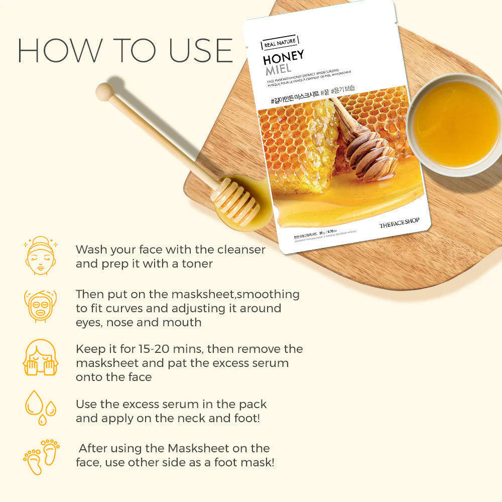 THE FACE SHOP - REAL NATURE FACE MASK WITH HONEY EXTRACT