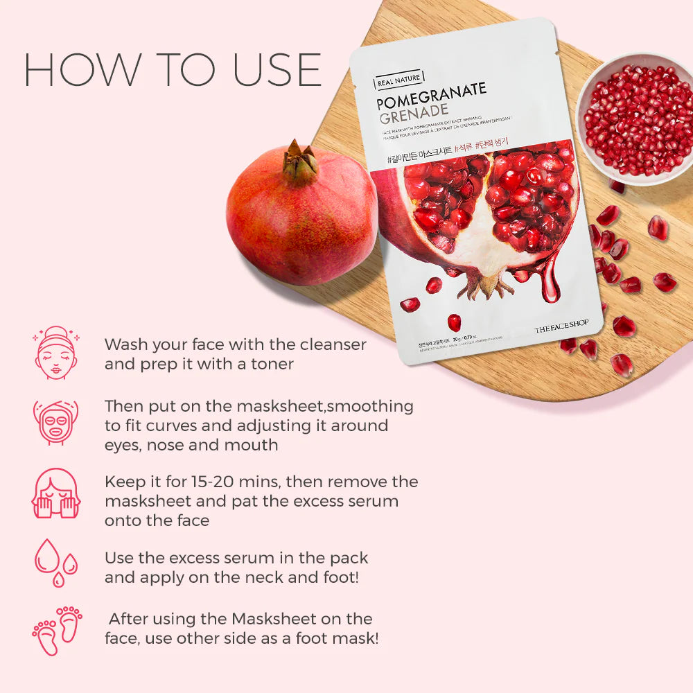 THE FACE SHOP - REAL NATURE FACE MASK WITH POMEGRANATE EXTRACT