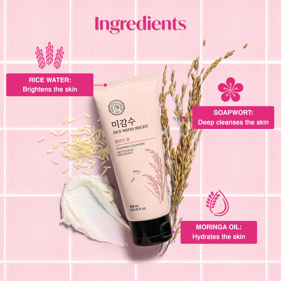 THE FACE SHOP - RICE WATER BRIGHT FACIAL FOAMING CLEANSER