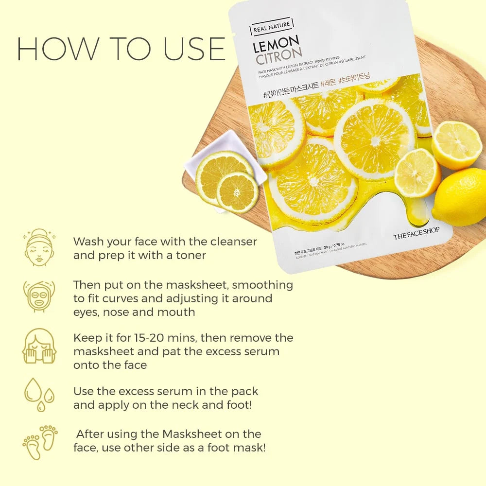 THE FACE SHOP - REAL NATURE FACE MASK WITH LEMON EXTRACT