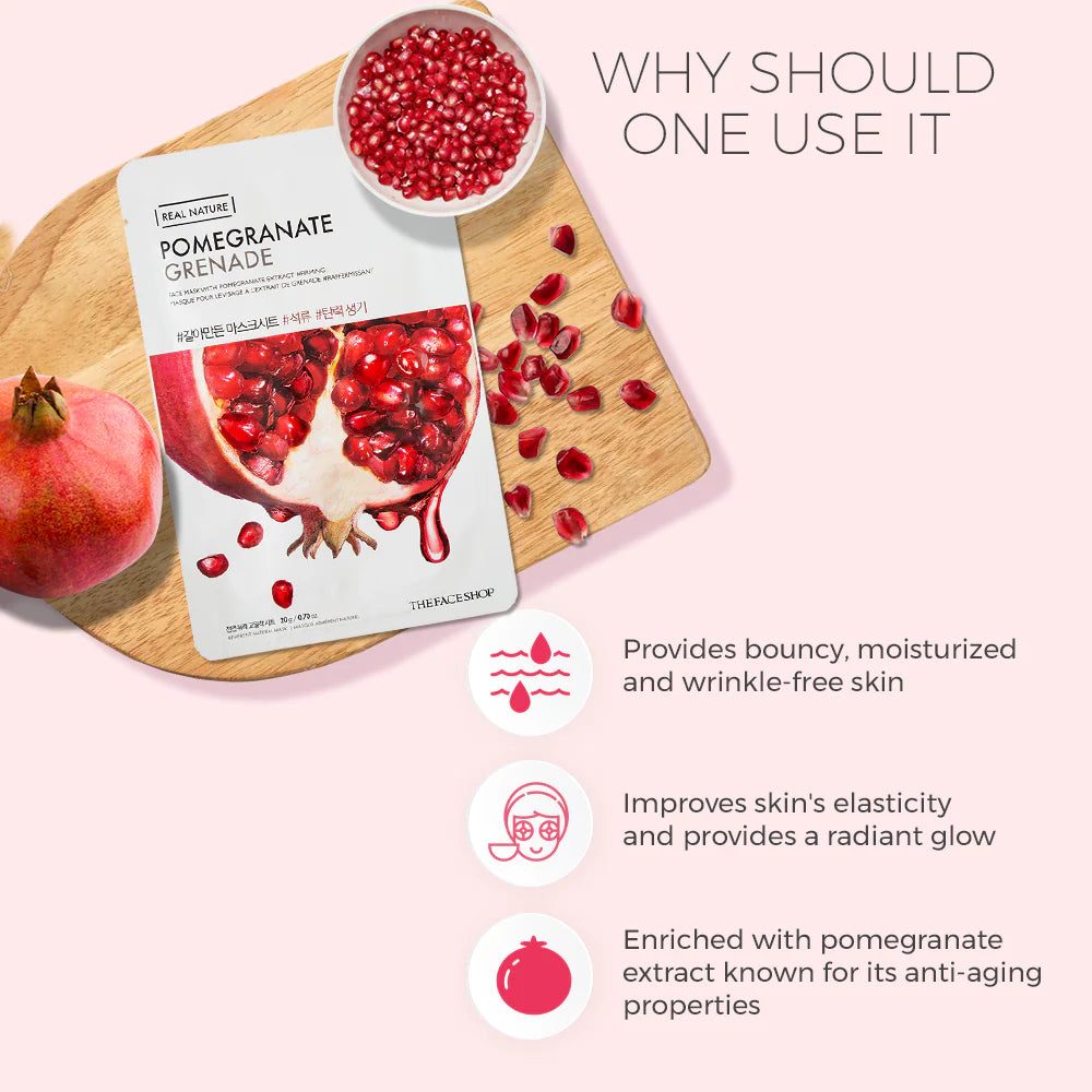 THE FACE SHOP - REAL NATURE FACE MASK WITH POMEGRANATE EXTRACT