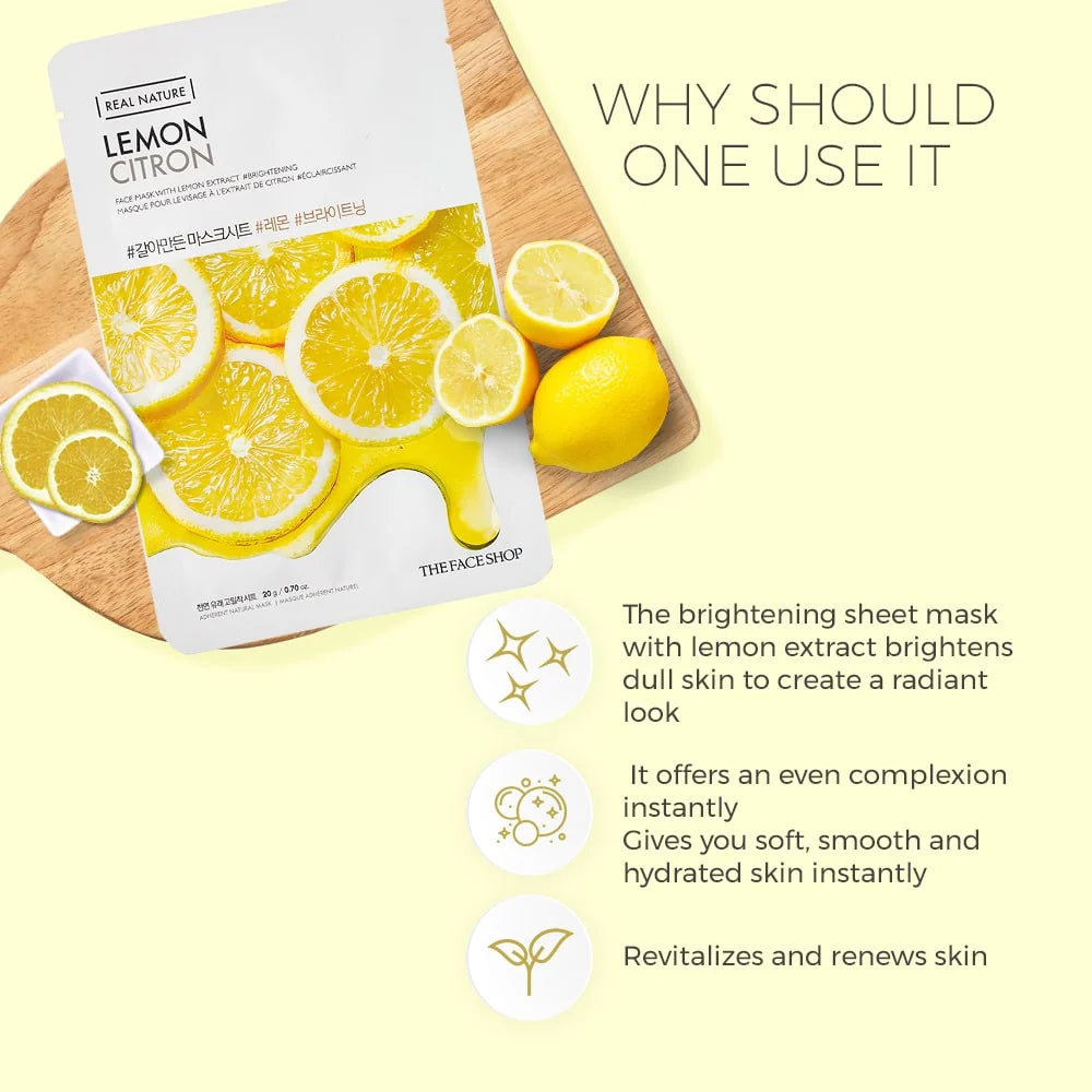 THE FACE SHOP - REAL NATURE FACE MASK WITH LEMON EXTRACT