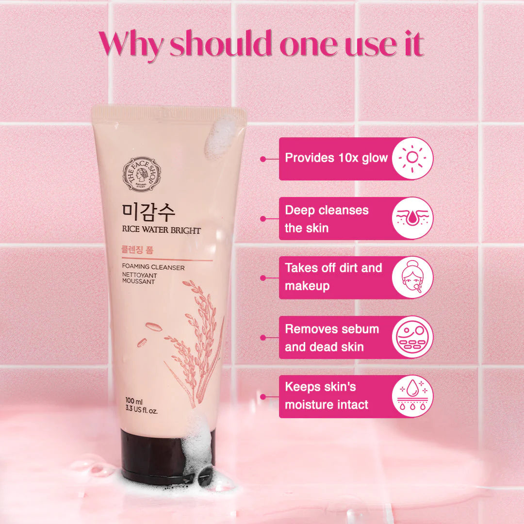 THE FACE SHOP - RICE WATER BRIGHT FACIAL FOAMING CLEANSER