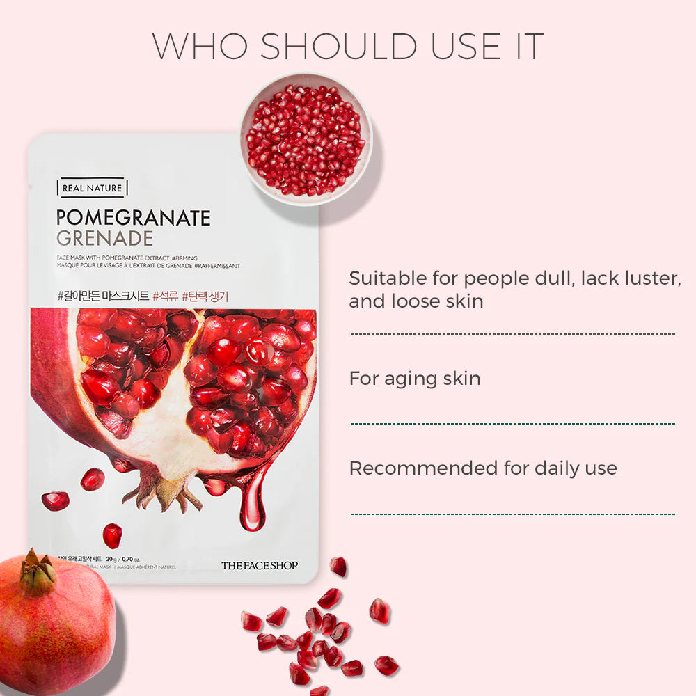 THE FACE SHOP - REAL NATURE FACE MASK WITH POMEGRANATE EXTRACT