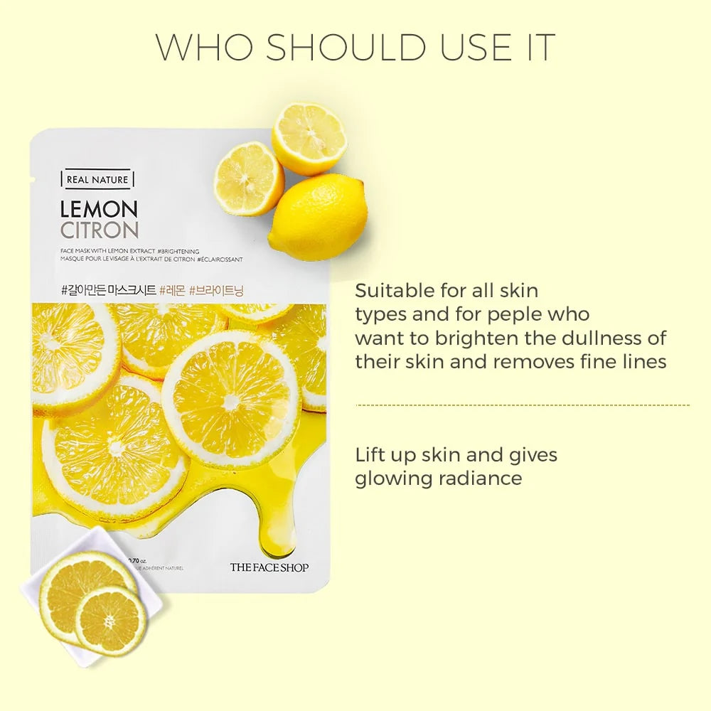 THE FACE SHOP - REAL NATURE FACE MASK WITH LEMON EXTRACT