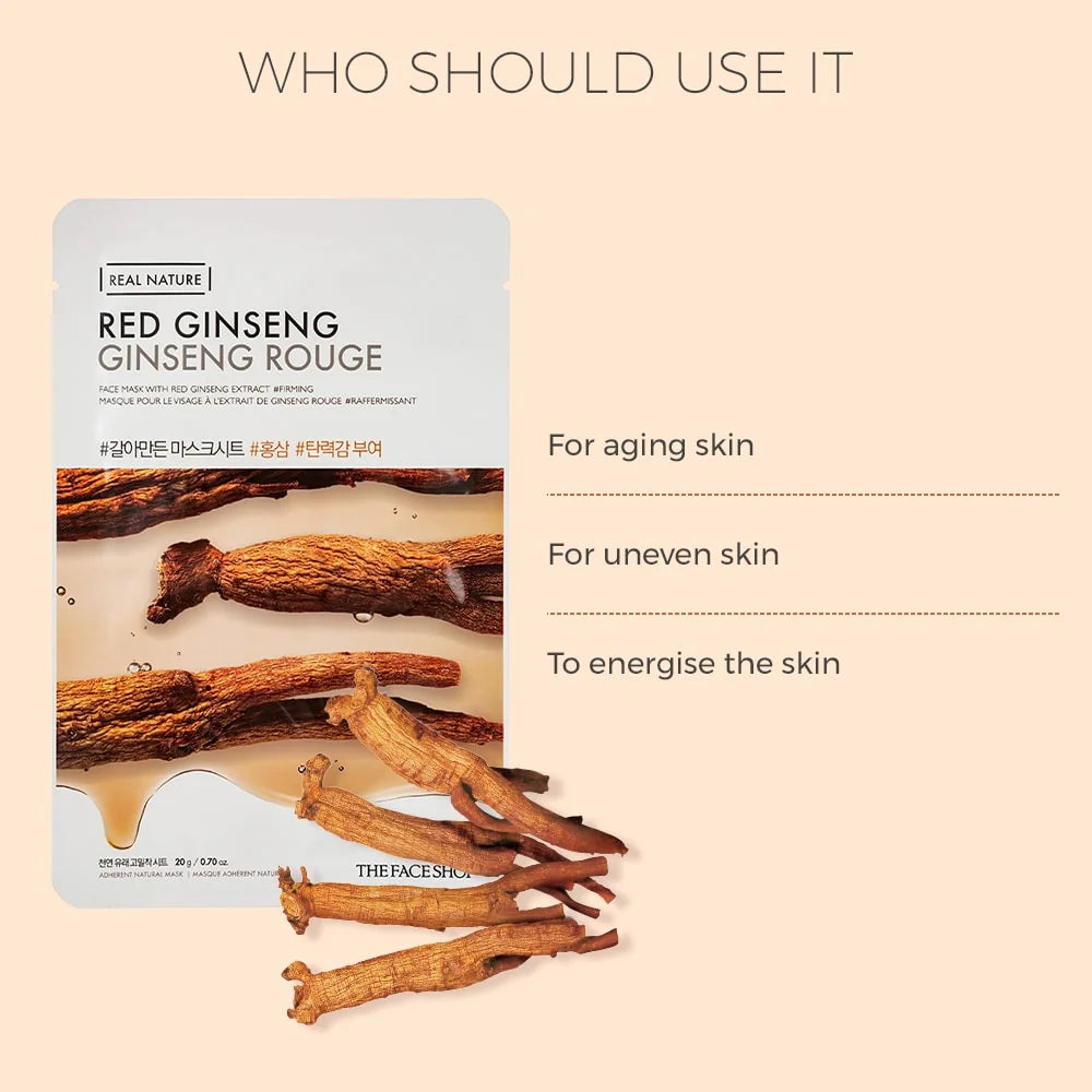 THE FACE SHOP - REAL NATURE FACE MASK WITH RED GINSENG EXTRACT