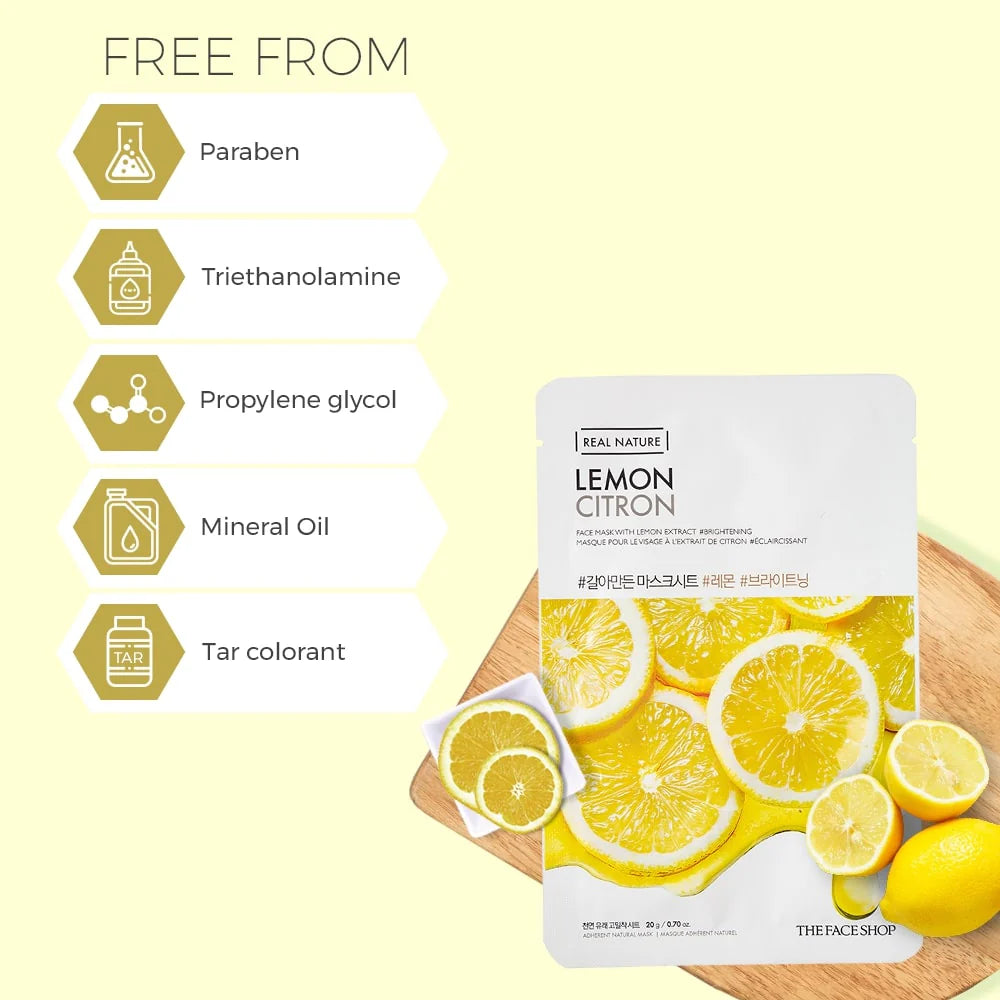 THE FACE SHOP - REAL NATURE FACE MASK WITH LEMON EXTRACT
