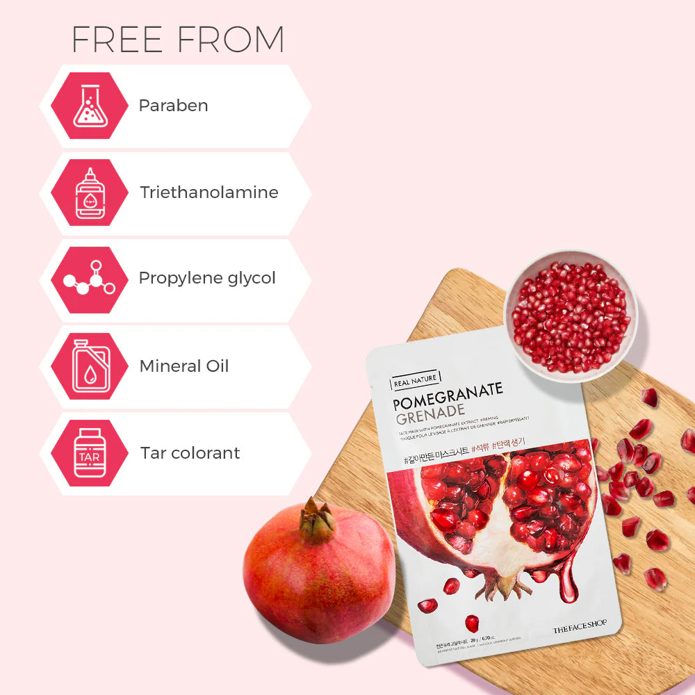 THE FACE SHOP - REAL NATURE FACE MASK WITH POMEGRANATE EXTRACT