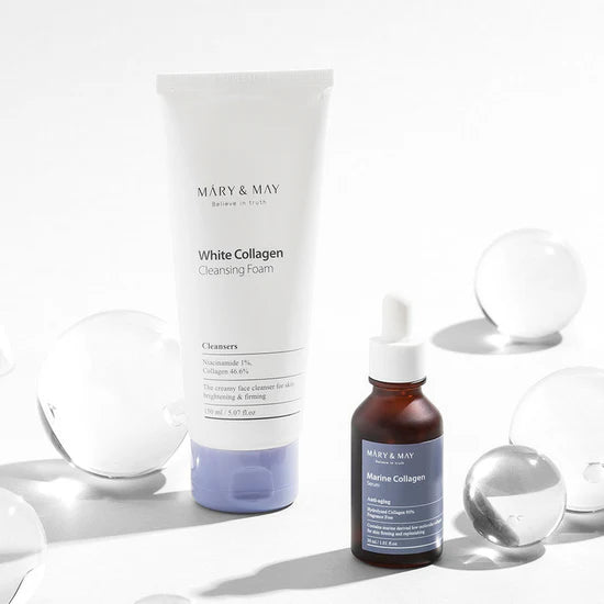 MARY & MAY - WHITE COLLAGEN CLEANSING FOAM (Nettoyant moussant au collagène )