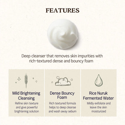 SKINFOOD - RICE DAILY BRIGHTENING CLEANSING FOAM