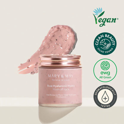 MARY & MAY - ROSE HYALURONIC HYDRA WASH OFF PACK
