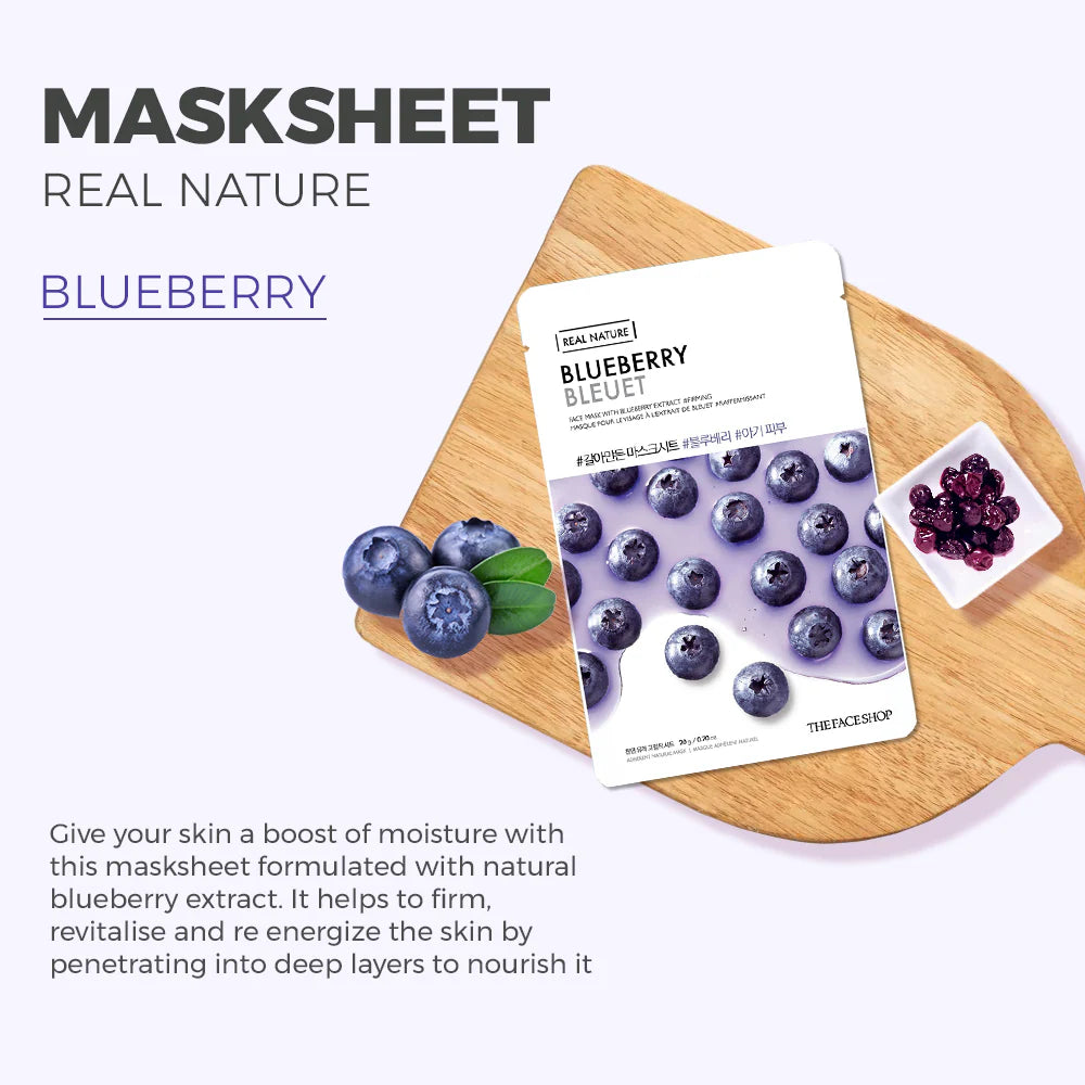 THE FACE SHOP - REAL NATURE FACE MASK WITH BLUEBERRY EXTRACT