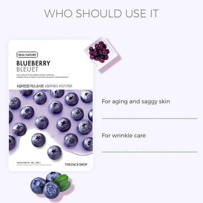 THE FACE SHOP - REAL NATURE FACE MASK WITH BLUEBERRY EXTRACT