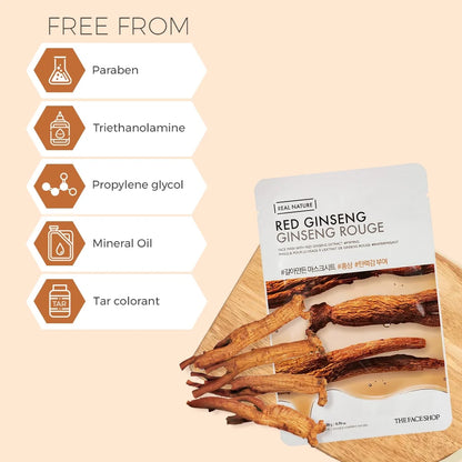 THE FACE SHOP - REAL NATURE FACE MASK WITH RED GINSENG EXTRACT