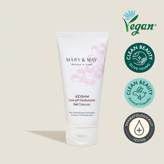 MARY & MAY - VEGAN LOW PH HYALURONIC GEL CLEANSER (Nettoyant vegan doux )