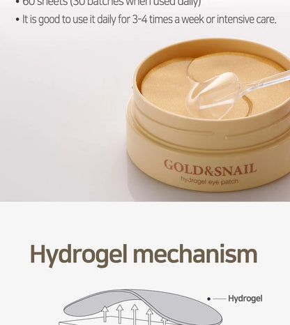 PETITFEE - GOLD & SNAIL HYDROGEL EYE PATCH  60ea