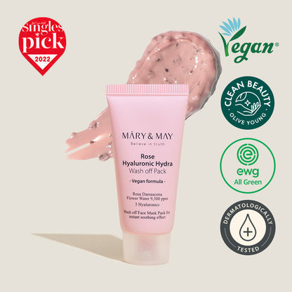 MARY & MAY - ROSE HYALURONIC HYDRA WASH OFF PACK
