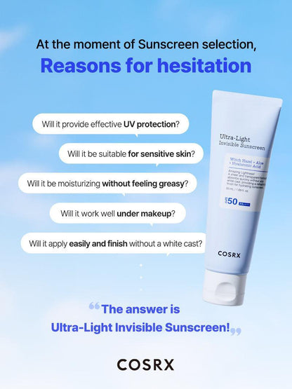 COSRX - ULTRA LIGHT INVISIBLE SUNSCREEN SPF 50 PA++++