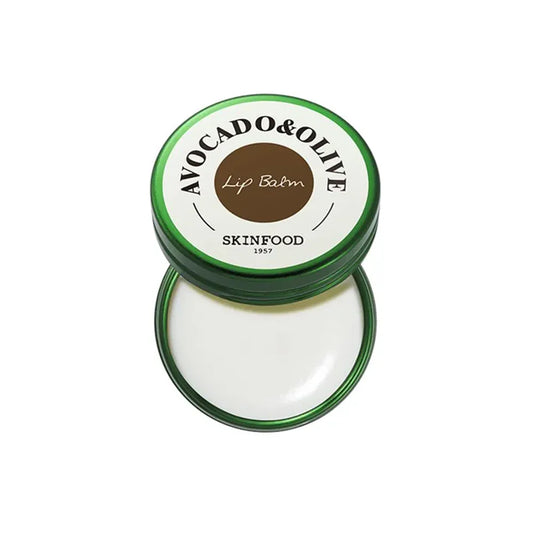 Baume nourrissant à l'avocat et à l'olive pour des lèvres douces et hydratées.