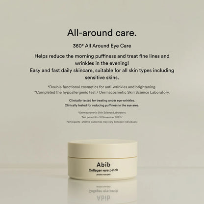 Abib Collagen Eye Patch pour raffermir et hydrater le contour des yeux, en vente chez Sakura Bloom.