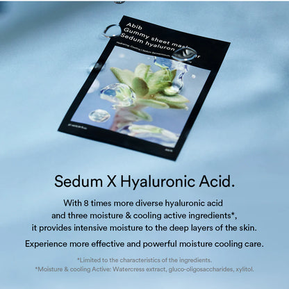Abib Gummy Sheet Mask Sedum Hyaluron, soin intense pour restaurer l'élasticité de la peau, chez Sakura Bloom Morges