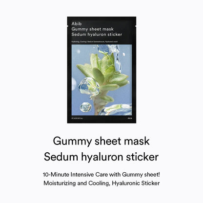 Abib Gummy Sheet Mask Sedum Hyaluron, soin hydratant pour une peau douce et éclatante, à Morges.